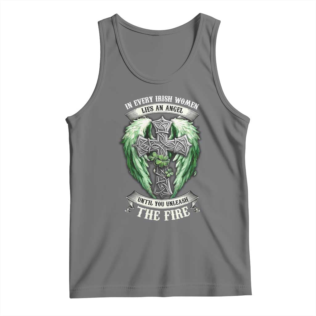 Irish Women Tank Top In Every Irish Woman Lies An Angel Until You Unleash The Fire TS09 Black Heather Print Your Wear