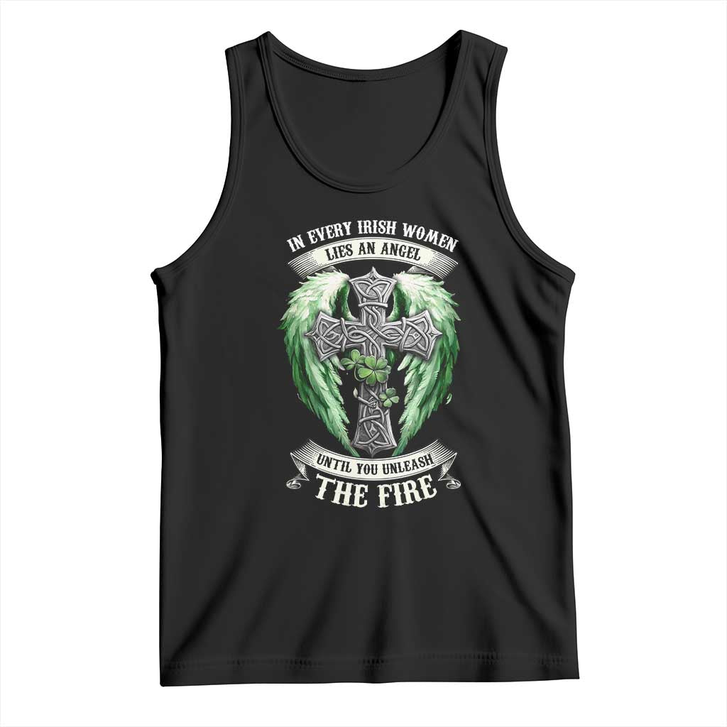 Irish Women Tank Top In Every Irish Woman Lies An Angel Until You Unleash The Fire TS09 Black Print Your Wear