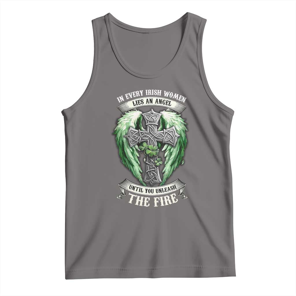Irish Women Tank Top In Every Irish Woman Lies An Angel Until You Unleash The Fire TS09 Deep Heather Print Your Wear