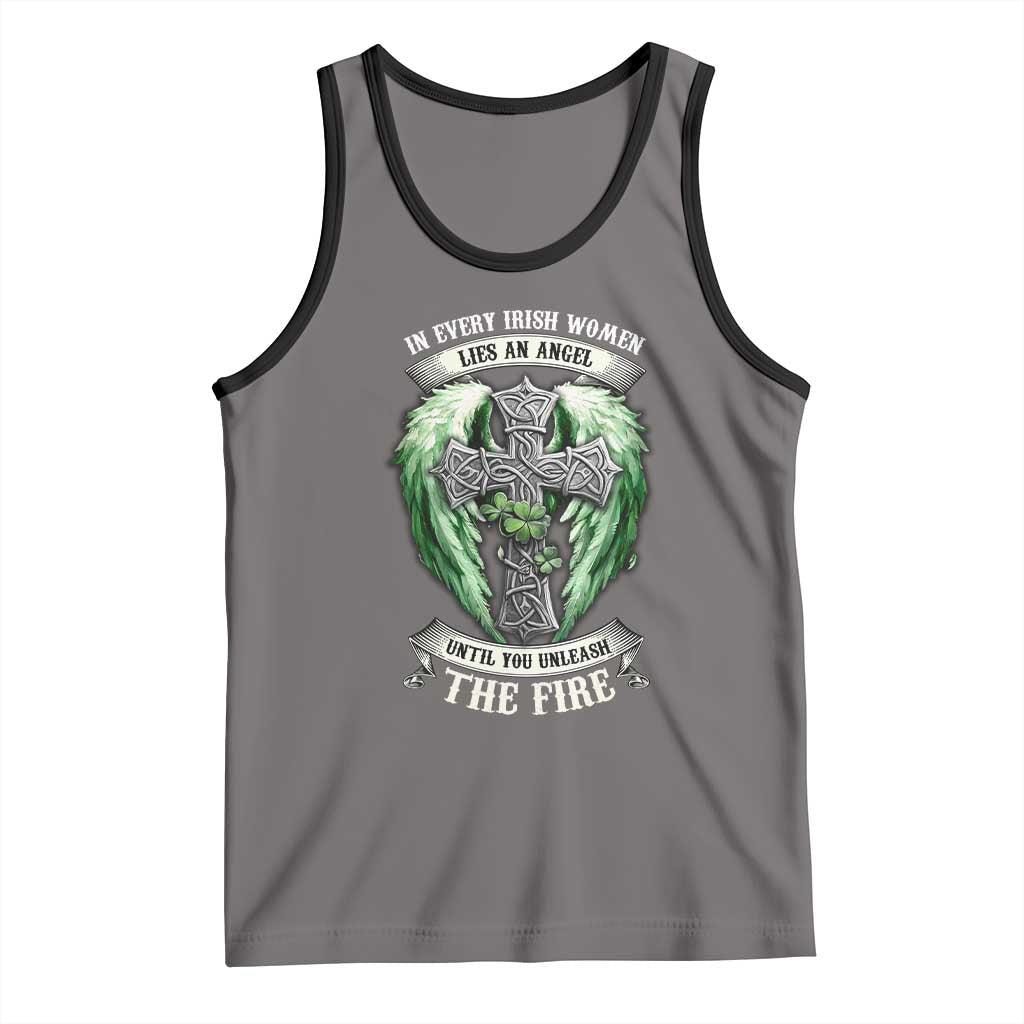 Irish Women Tank Top In Every Irish Woman Lies An Angel Until You Unleash The Fire TS09 Deep Heather Black Print Your Wear