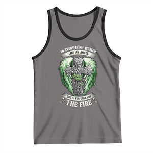 Irish Women Tank Top In Every Irish Woman Lies An Angel Until You Unleash The Fire TS09 Deep Heather Black Print Your Wear