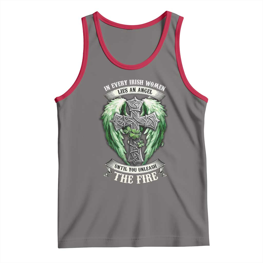 Irish Women Tank Top In Every Irish Woman Lies An Angel Until You Unleash The Fire TS09 Deep Heather Red Print Your Wear