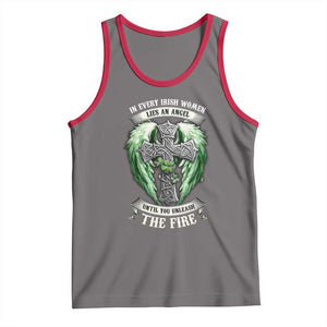 Irish Women Tank Top In Every Irish Woman Lies An Angel Until You Unleash The Fire TS09 Deep Heather Red Print Your Wear