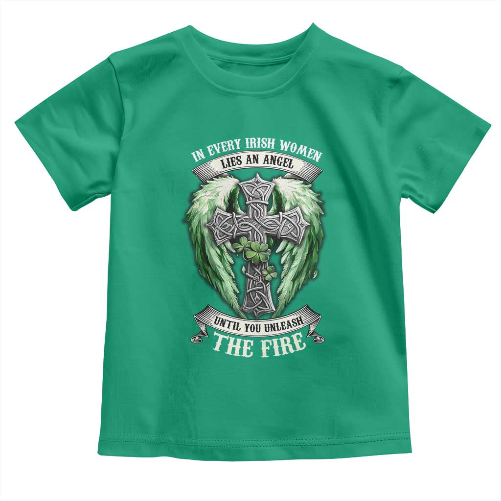 Irish Women Toddler T Shirt In Every Irish Woman Lies An Angel Until You Unleash The Fire TS09 Irish Green Print Your Wear