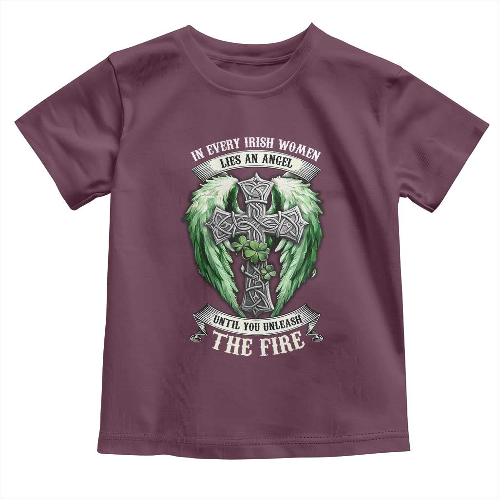 Irish Women Toddler T Shirt In Every Irish Woman Lies An Angel Until You Unleash The Fire TS09 Maroon Print Your Wear