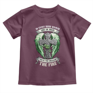 Irish Women Toddler T Shirt In Every Irish Woman Lies An Angel Until You Unleash The Fire TS09 Maroon Print Your Wear