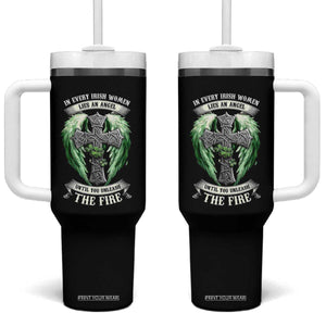 Irish Women Tumbler With Handle In Every Irish Woman Lies An Angel Until You Unleash The Fire TS09 One Size: 40 oz Black Print Your Wear