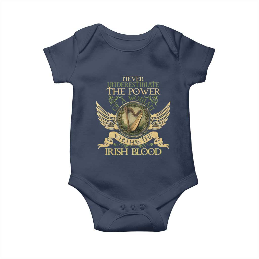 Never Underestimate The Power Of Irish Women Baby Onesie TS09 Navy Print Your Wear