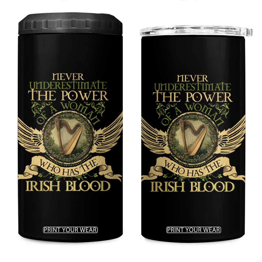 Never Underestimate The Power Of Irish Women 4 in 1 Can Cooler Tumbler TS09 One Size: 16 oz Black Print Your Wear