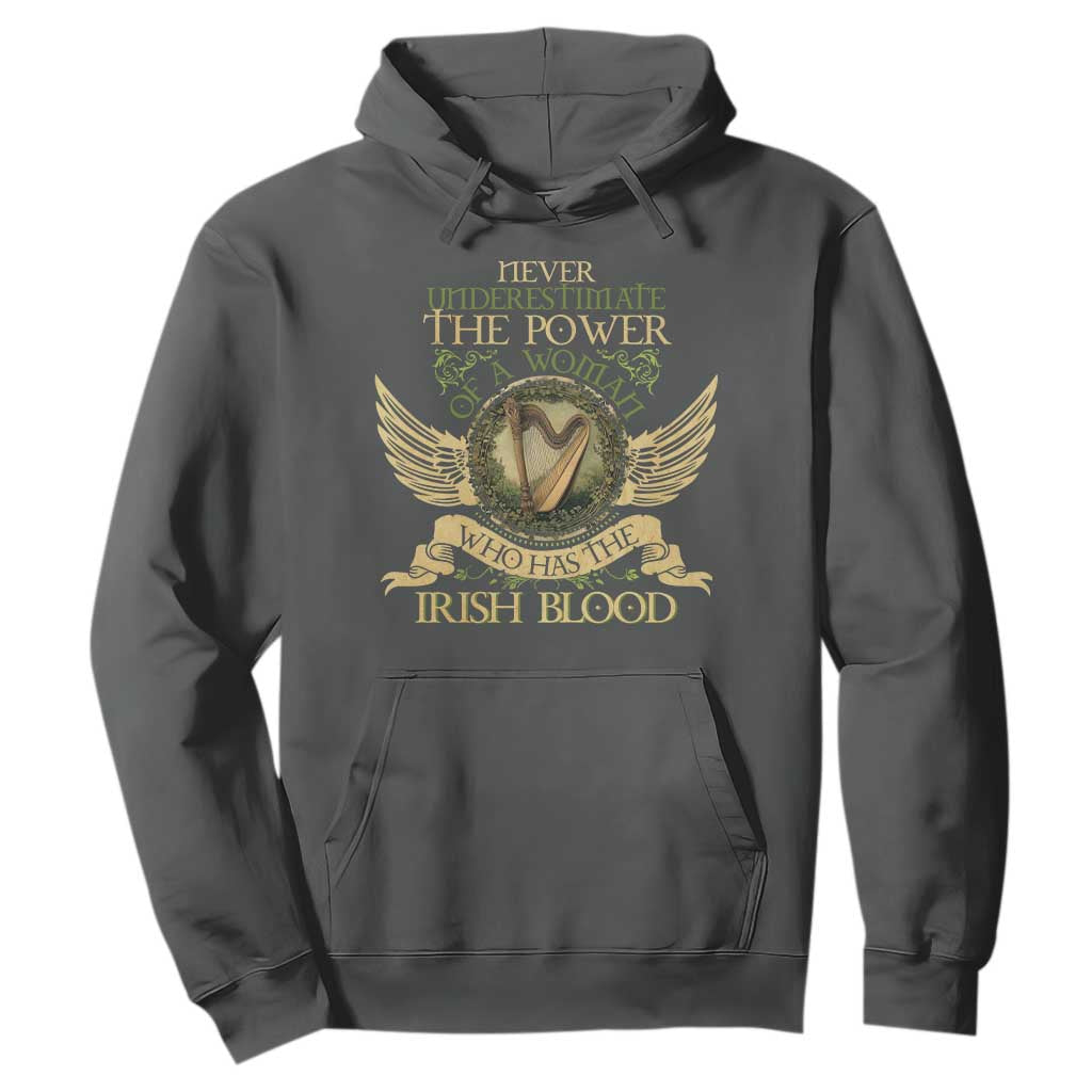 Never Underestimate The Power Of Irish Women Hoodie TS09 Dark Heather Print Your Wear