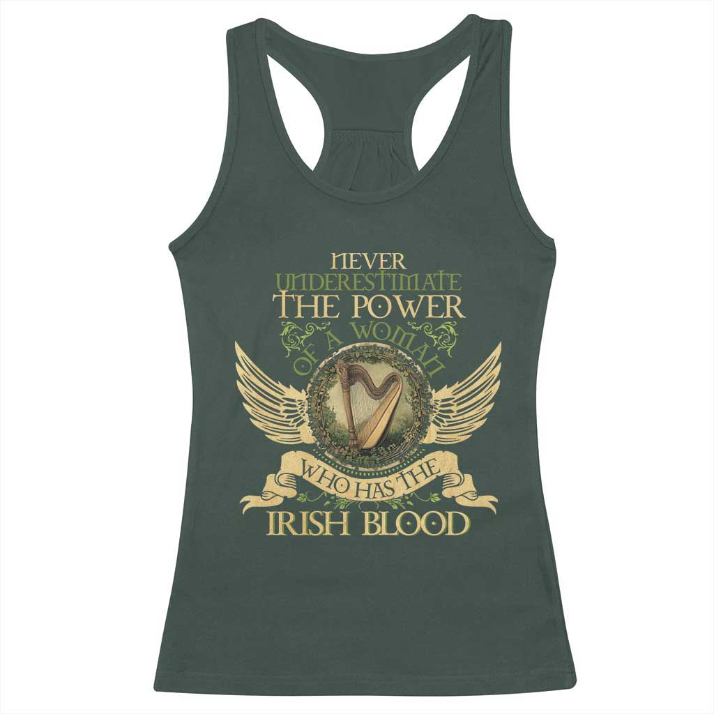 Never Underestimate The Power Of Irish Women Racerback Tank Top TS09 Dark Forest Green Print Your Wear