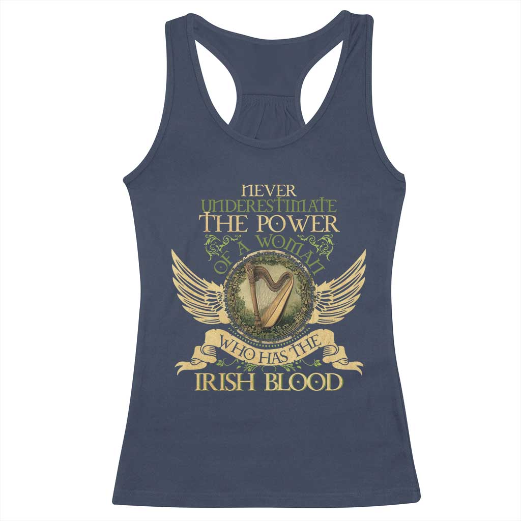 Never Underestimate The Power Of Irish Women Racerback Tank Top TS09 Navy Print Your Wear