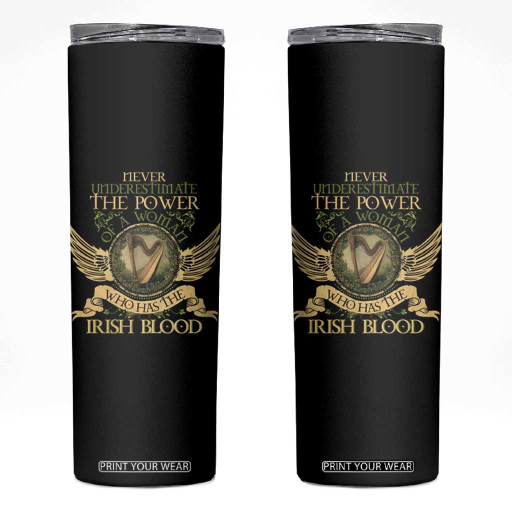 Never Underestimate The Power Of Irish Women Skinny Tumbler TS09 Black Print Your Wear