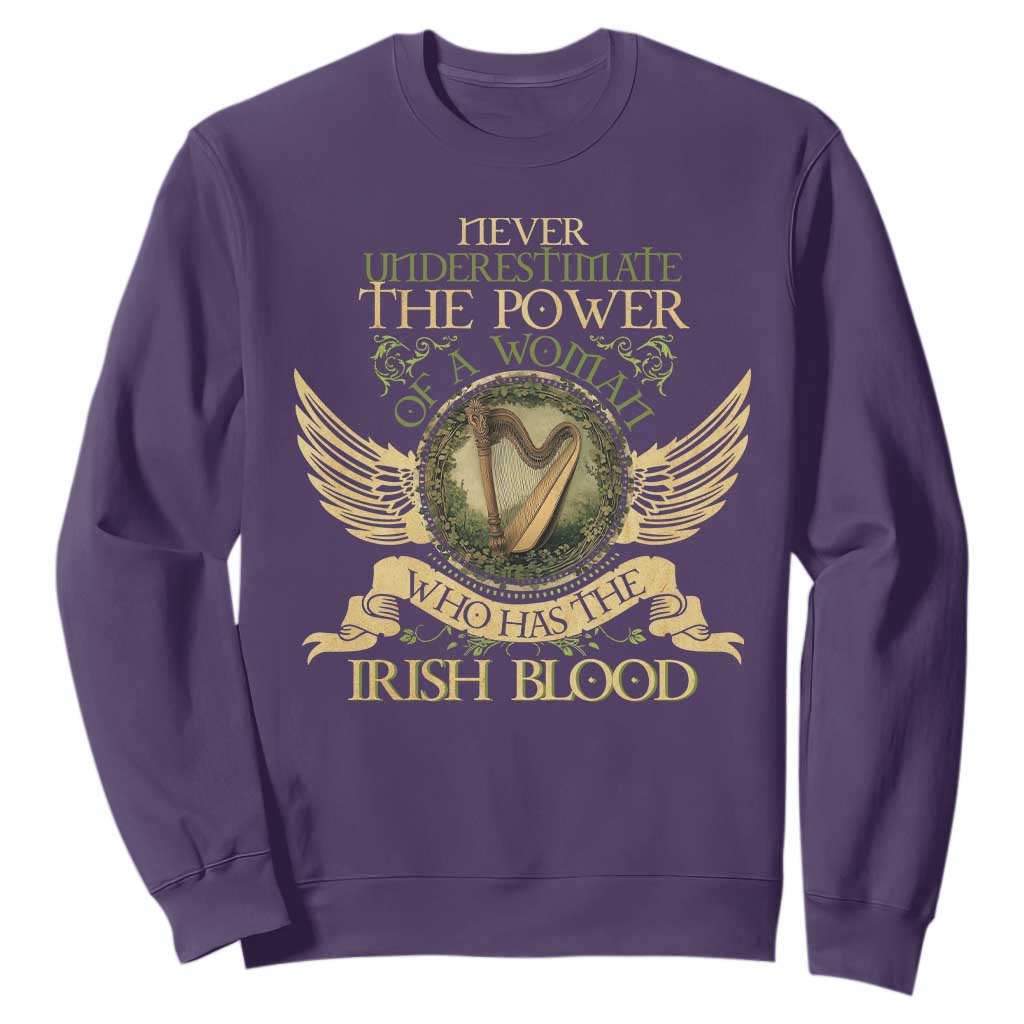 Never Underestimate The Power Of Irish Women Sweatshirt TS09 Purple Print Your Wear