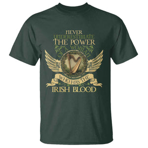Never Underestimate The Power Of Irish Women T Shirt TS09 Dark Forest Green Print Your Wear