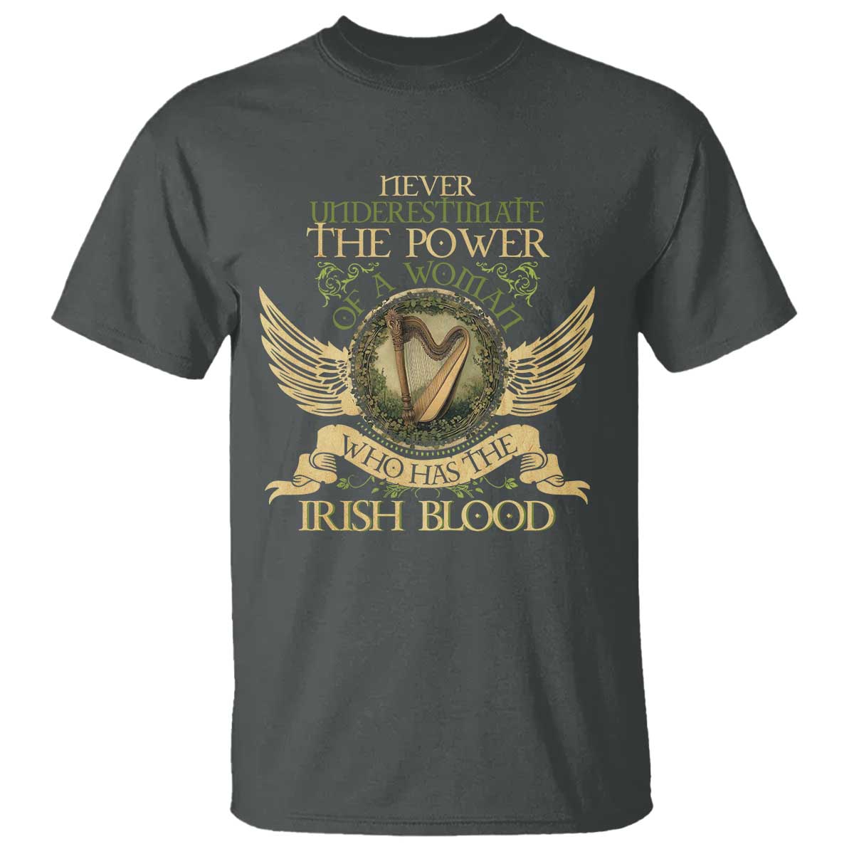 Never Underestimate The Power Of Irish Women T Shirt TS09 Dark Heather Print Your Wear