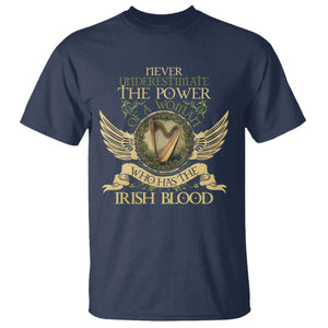 Never Underestimate The Power Of Irish Women T Shirt TS09 Navy Print Your Wear