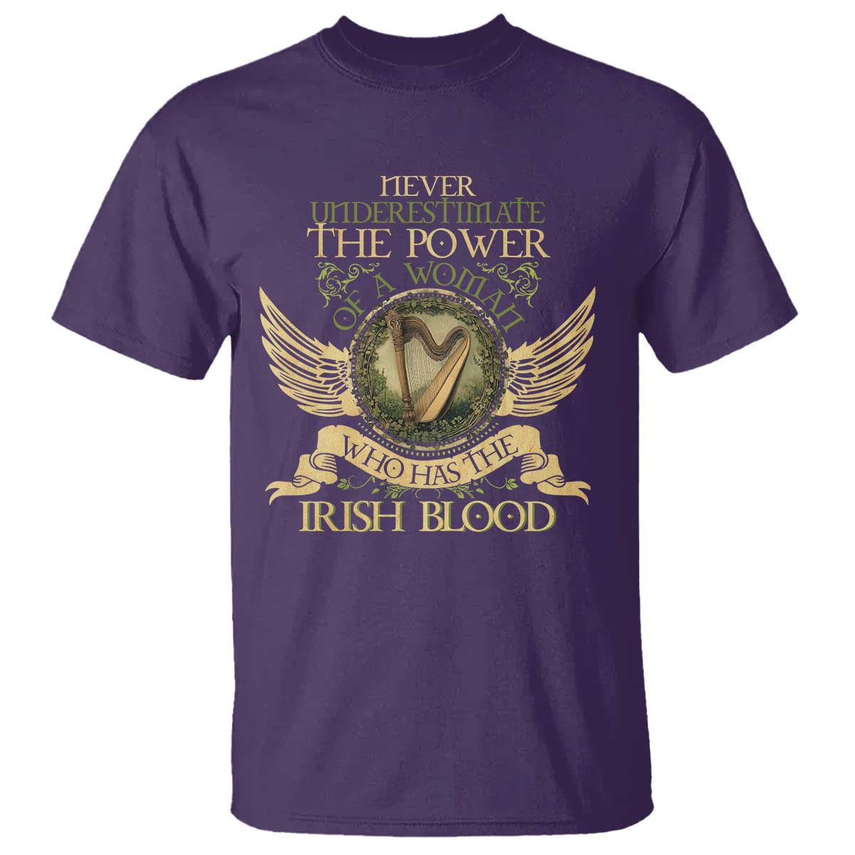 Never Underestimate The Power Of Irish Women T Shirt TS09 Purple Print Your Wear