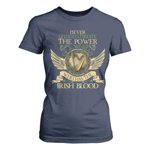 Never Underestimate The Power Of Irish Women T Shirt For Women TS09 Navy Print Your Wear