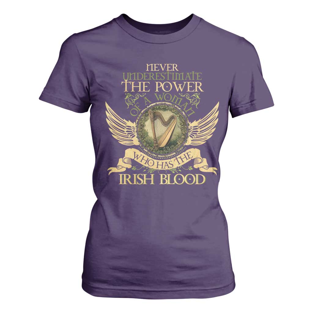 Never Underestimate The Power Of Irish Women T Shirt For Women TS09 Purple Print Your Wear
