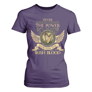Never Underestimate The Power Of Irish Women T Shirt For Women TS09 Purple Print Your Wear