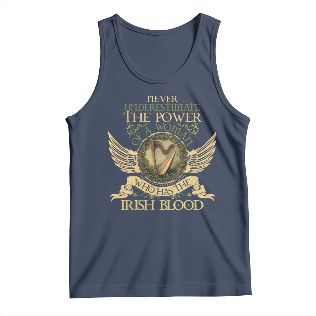 Never Underestimate The Power Of Irish Women Tank Top TS09 Navy Print Your Wear