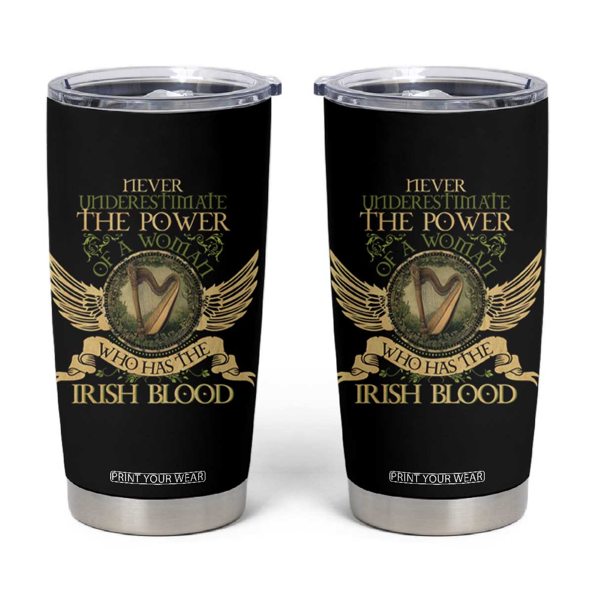 Never Underestimate The Power Of Irish Women Tumbler Cup TS09 Black Print Your Wear
