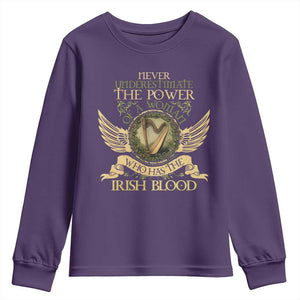 Never Underestimate The Power Of Irish Women Youth Sweatshirt TS09 Purple Print Your Wear