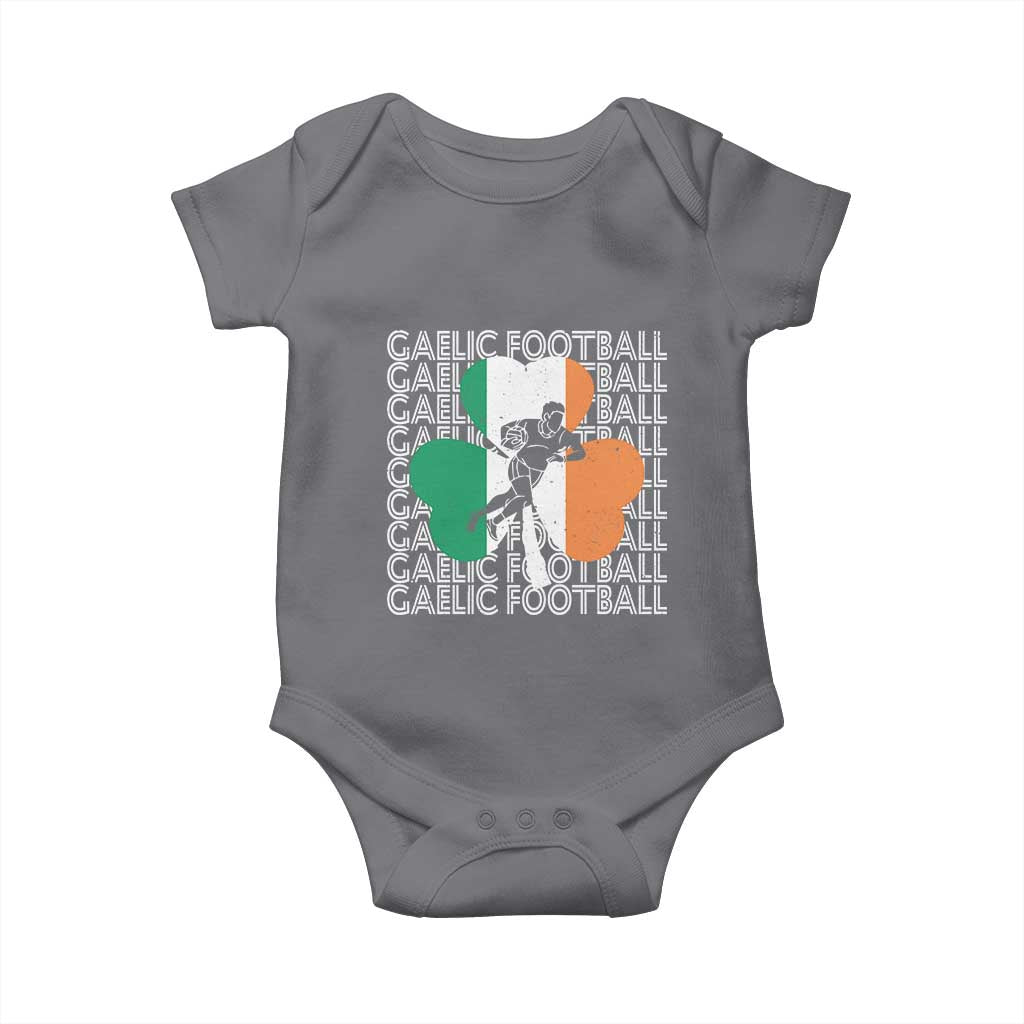 Gaelic Football Baby Onesie Irish Flag Shamrock TS09 Charcoal Print Your Wear