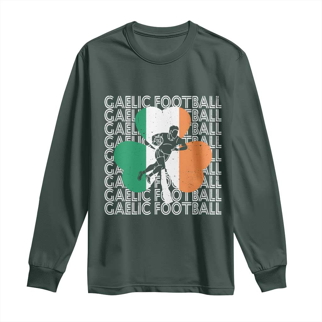 Gaelic Football Long Sleeve Shirt Irish Flag Shamrock TS09 Dark Forest Green Print Your Wear