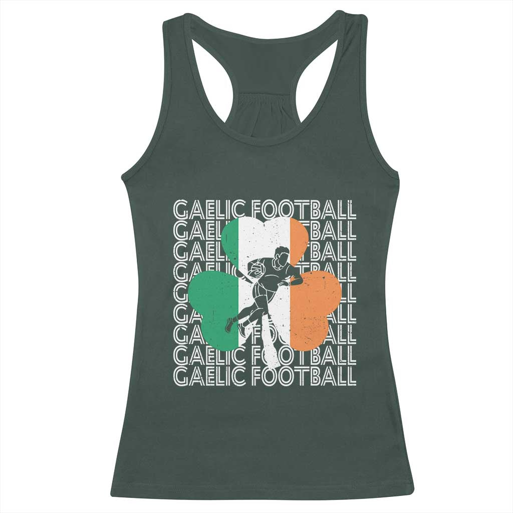 Gaelic Football Racerback Tank Top Irish Flag Shamrock TS09 Dark Forest Green Print Your Wear