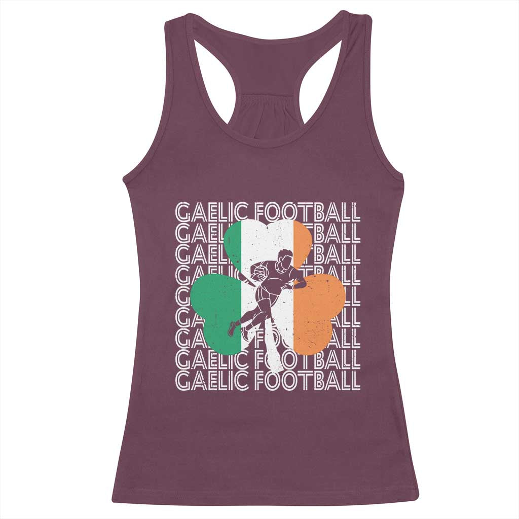 Gaelic Football Racerback Tank Top Irish Flag Shamrock TS09 Maroon Print Your Wear