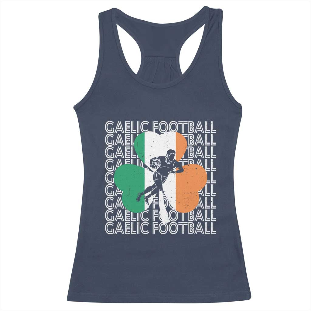 Gaelic Football Racerback Tank Top Irish Flag Shamrock TS09 Navy Print Your Wear