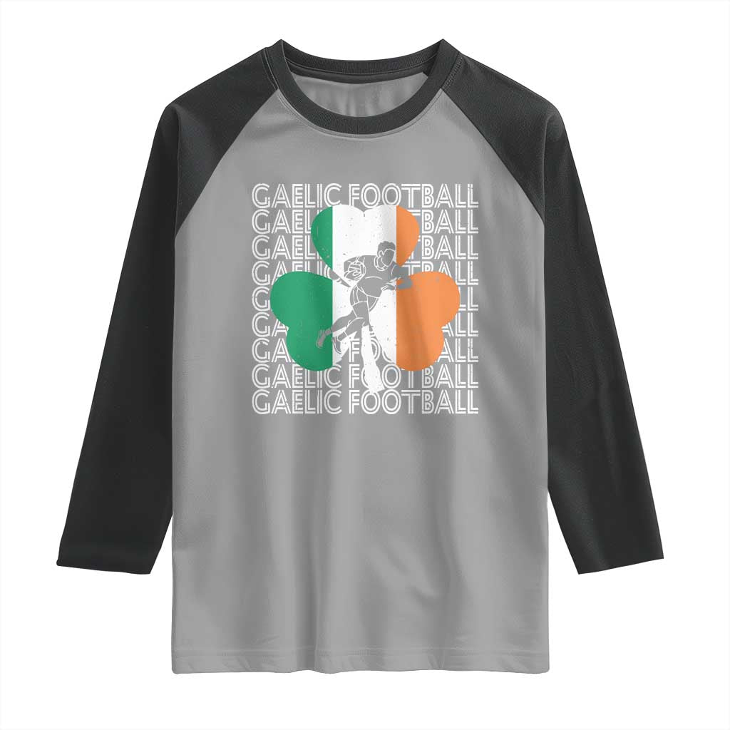 Gaelic Football Raglan Shirt Irish Flag Shamrock TS09 Sport Gray Black Print Your Wear