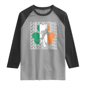 Gaelic Football Raglan Shirt Irish Flag Shamrock TS09 Sport Gray Black Print Your Wear