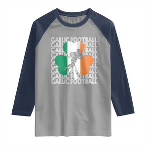 Gaelic Football Raglan Shirt Irish Flag Shamrock TS09 Sport Gray Navy Print Your Wear