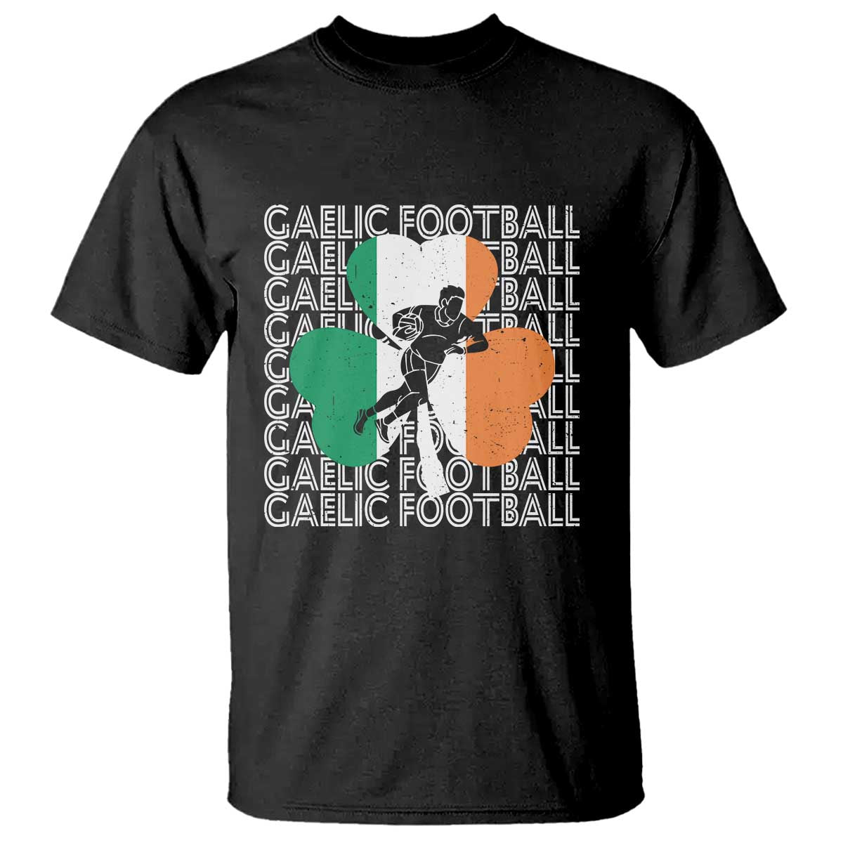Gaelic Football T Shirt Irish Flag Shamrock TS09 Black Print Your Wear