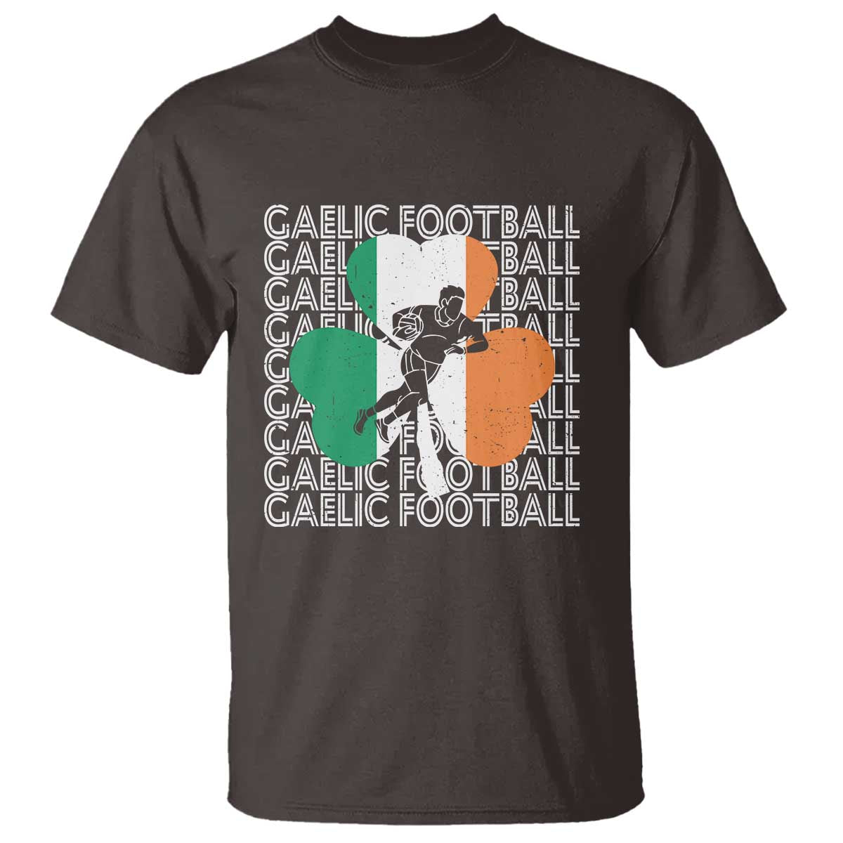 Gaelic Football T Shirt Irish Flag Shamrock TS09 Dark Chocolate Print Your Wear