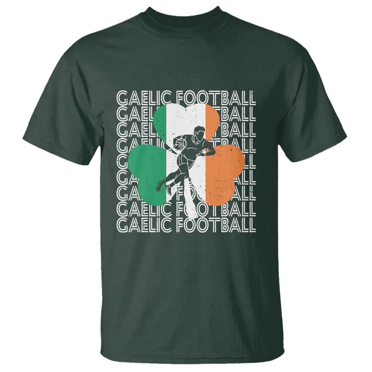 Gaelic Football T Shirt Irish Flag Shamrock TS09 Dark Forest Green Print Your Wear