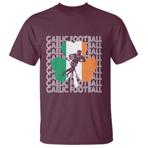 Gaelic Football T Shirt Irish Flag Shamrock TS09 Maroon Print Your Wear