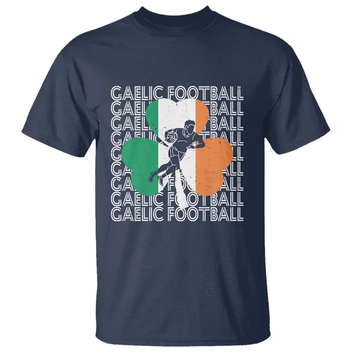 Gaelic Football T Shirt Irish Flag Shamrock TS09 Navy Print Your Wear