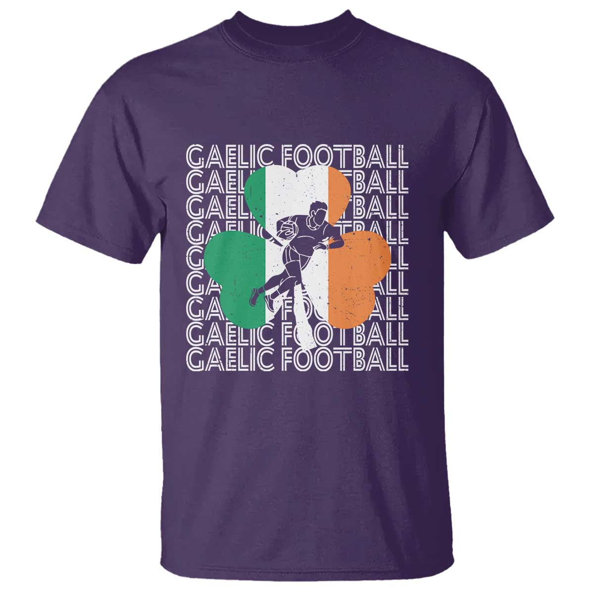 Gaelic Football T Shirt Irish Flag Shamrock TS09 Purple Print Your Wear