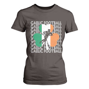 Gaelic Football T Shirt For Women Irish Flag Shamrock TS09 Dark Chocolate Print Your Wear