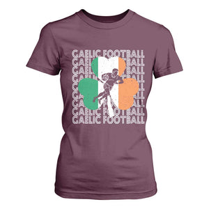 Gaelic Football T Shirt For Women Irish Flag Shamrock TS09 Maroon Print Your Wear