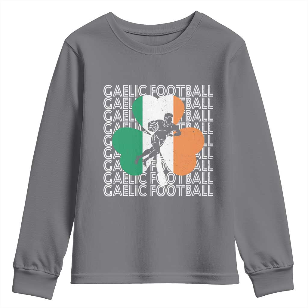 Gaelic Football Youth Sweatshirt Irish Flag Shamrock TS09 Charcoal Print Your Wear
