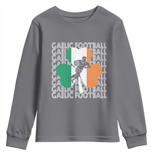 Gaelic Football Youth Sweatshirt Irish Flag Shamrock TS09 Charcoal Print Your Wear