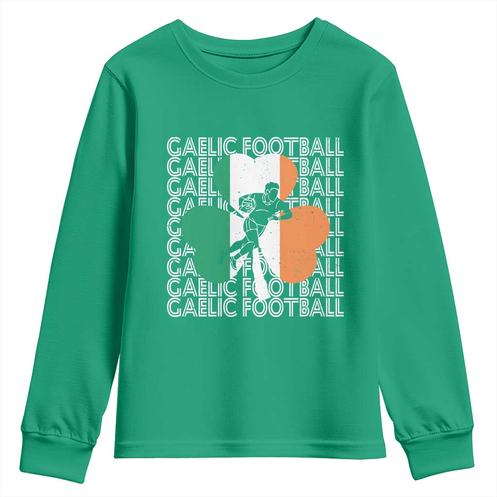 Gaelic Football Youth Sweatshirt Irish Flag Shamrock TS09 Irish Green Print Your Wear