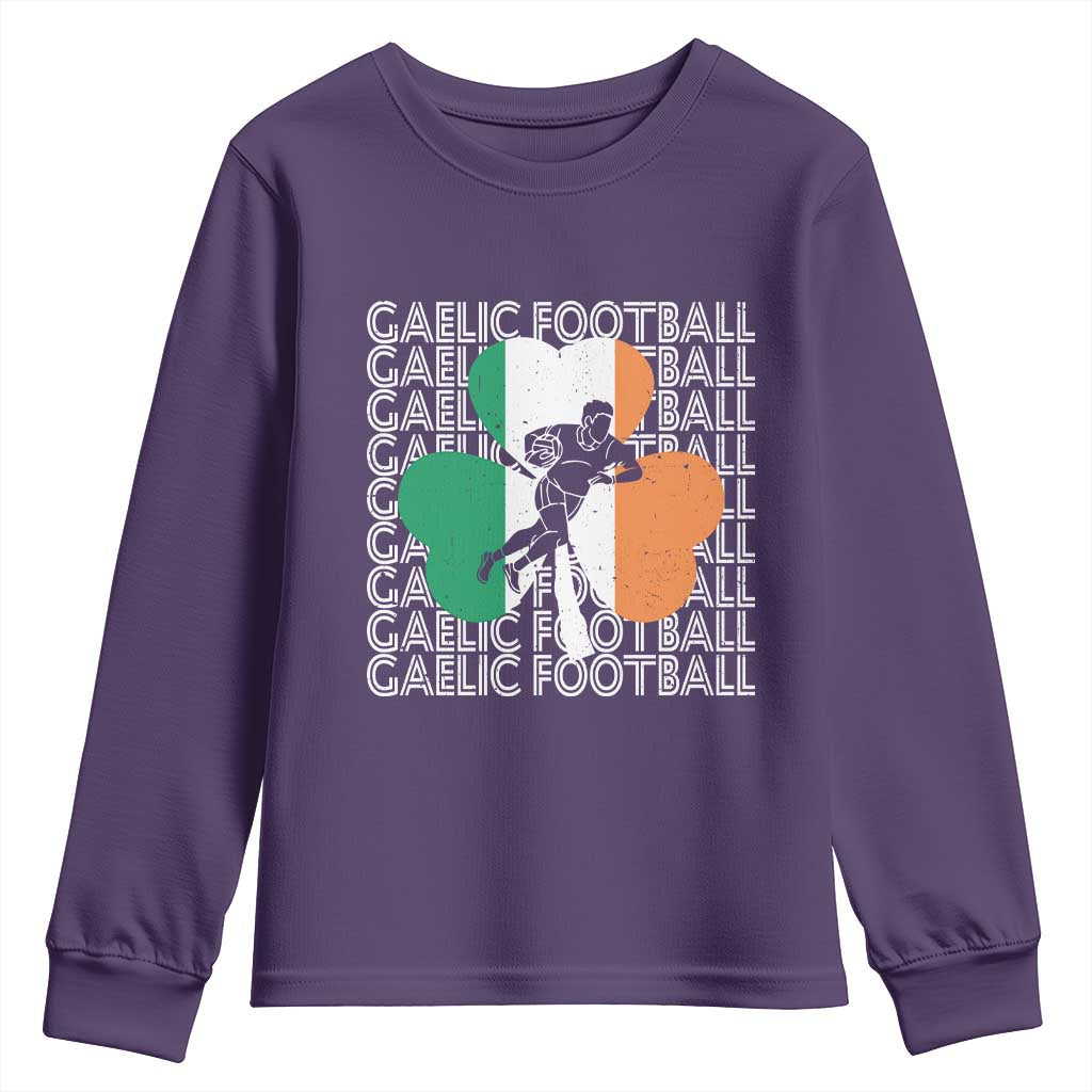Gaelic Football Youth Sweatshirt Irish Flag Shamrock TS09 Purple Print Your Wear