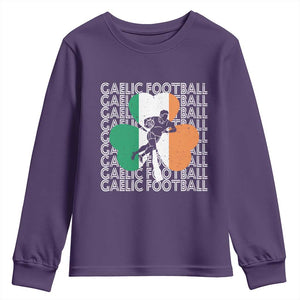 Gaelic Football Youth Sweatshirt Irish Flag Shamrock TS09 Purple Print Your Wear