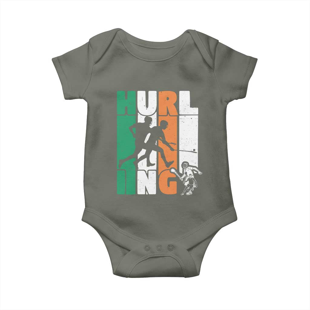 Irish Hurling Hurler Baby Onesie TS09 Military Green Print Your Wear